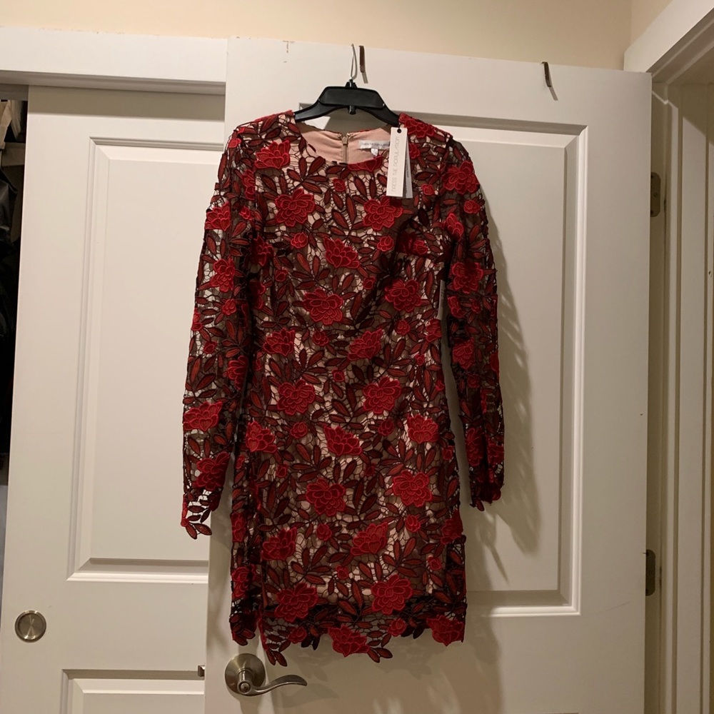 Dress the Population lace dress with long sleeves